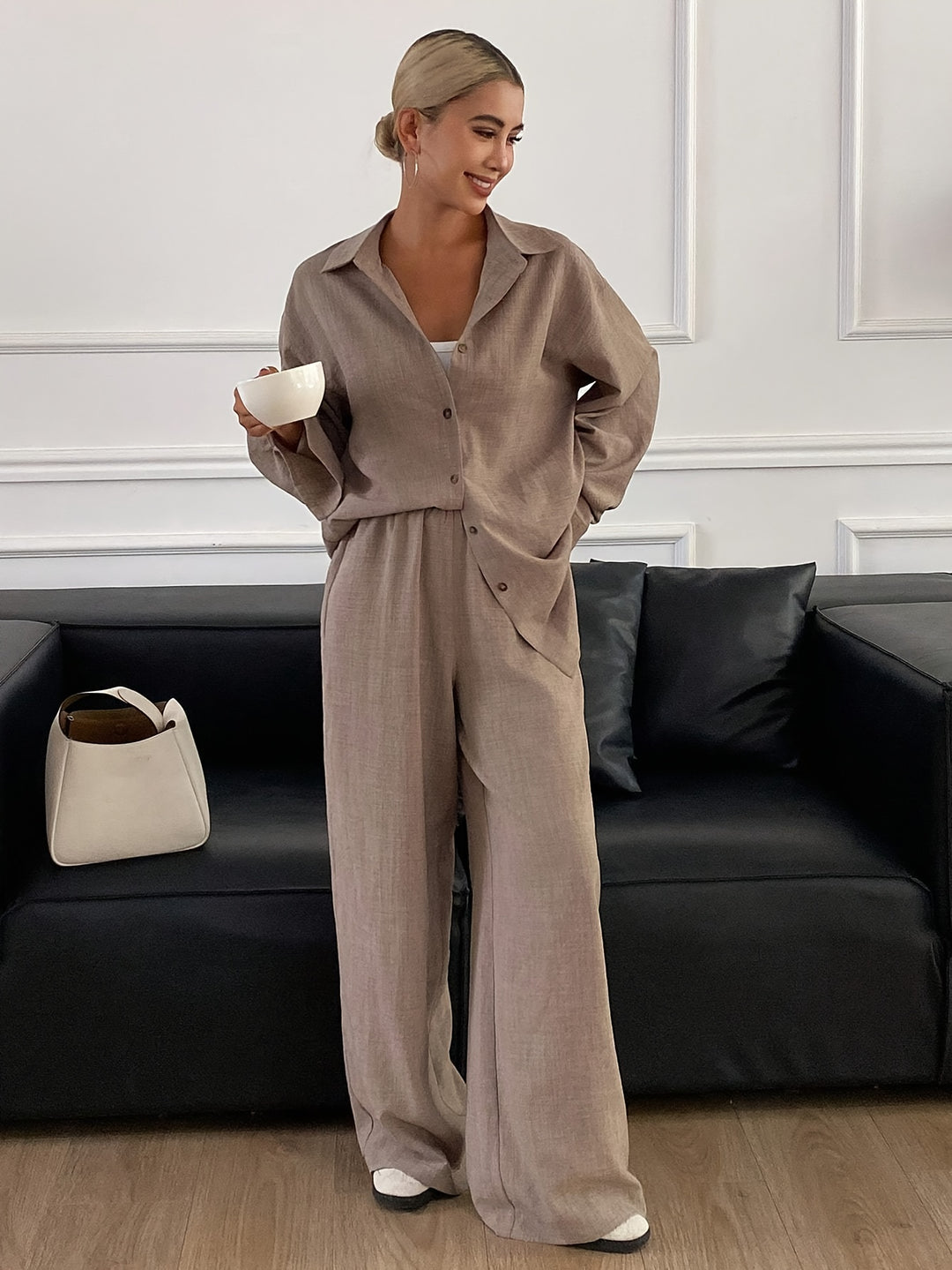 Elegantný Dovolenkový Plážový Voľný Dvojdielny Set pre Ženy z Imitácie Džínsoviny, 2 kusy