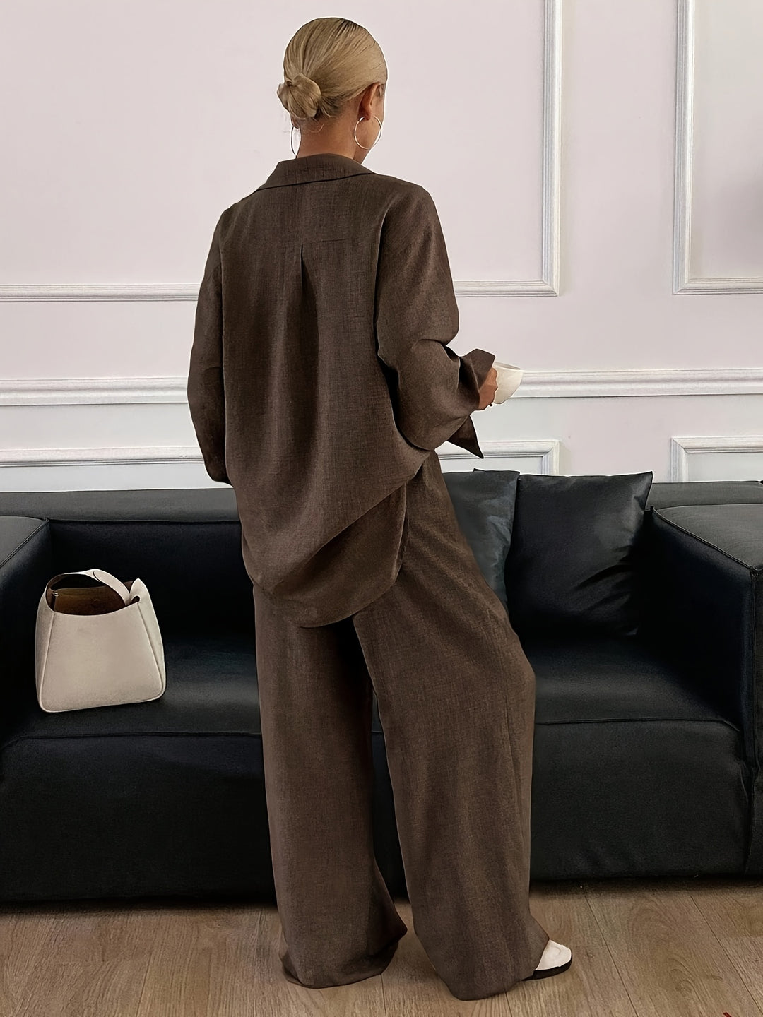 Elegantný Dovolenkový Plážový Voľný Dvojdielny Set pre Ženy z Imitácie Džínsoviny, 2 kusy