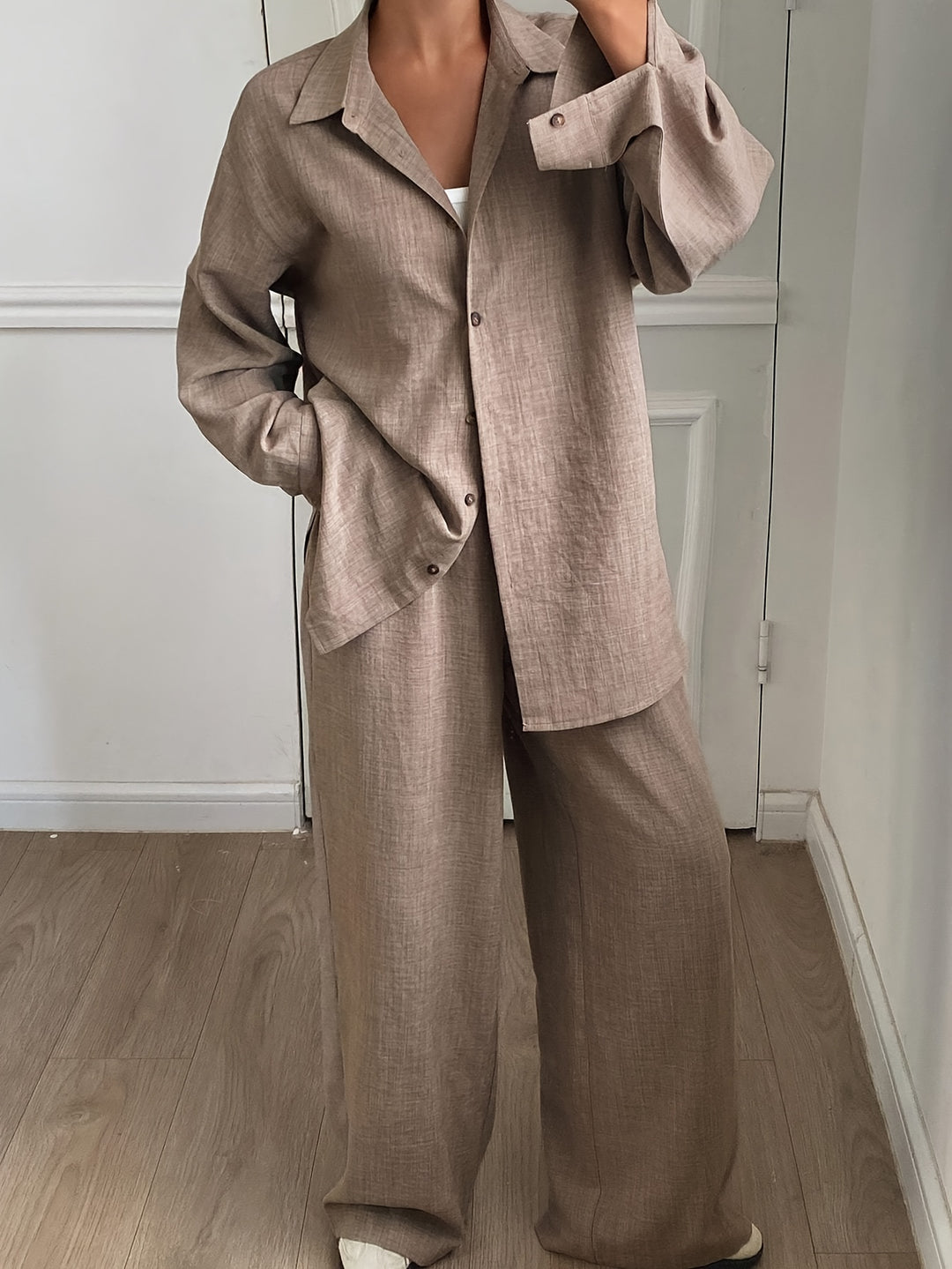 Elegantný Dovolenkový Plážový Voľný Dvojdielny Set pre Ženy z Imitácie Džínsoviny, 2 kusy