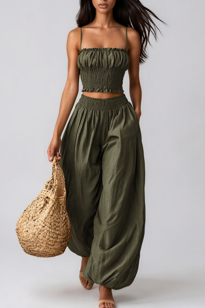 Kanan Spaghetti Ruch Pants Set