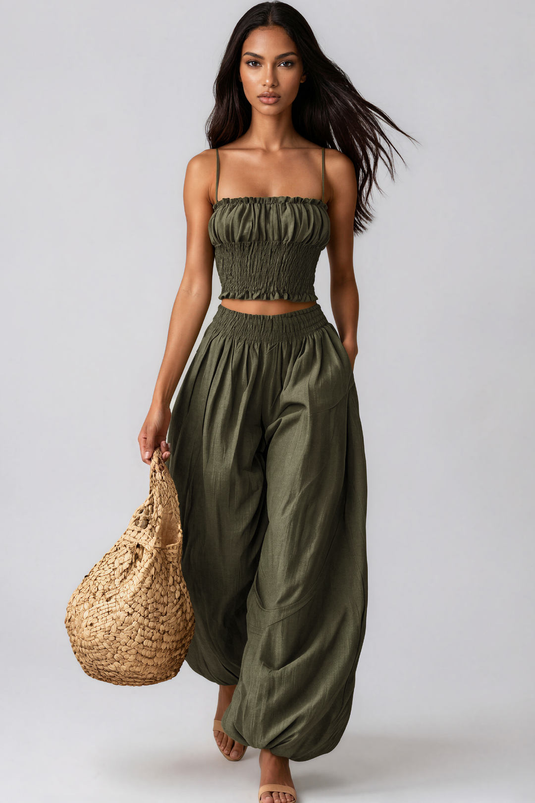 Kanan Spaghetti Ruch Pants Set