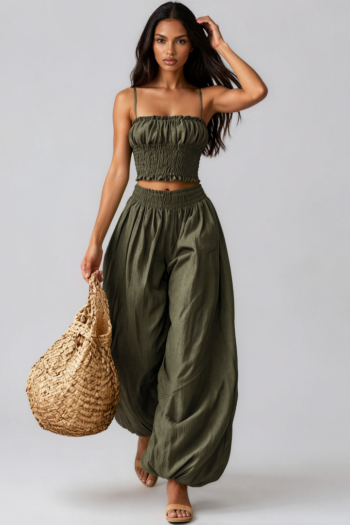 Kanan Spaghetti Ruch Pants Set