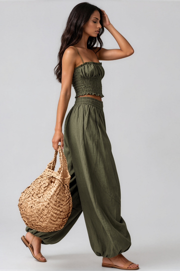 Kanan Spaghetti Ruch Pants Set