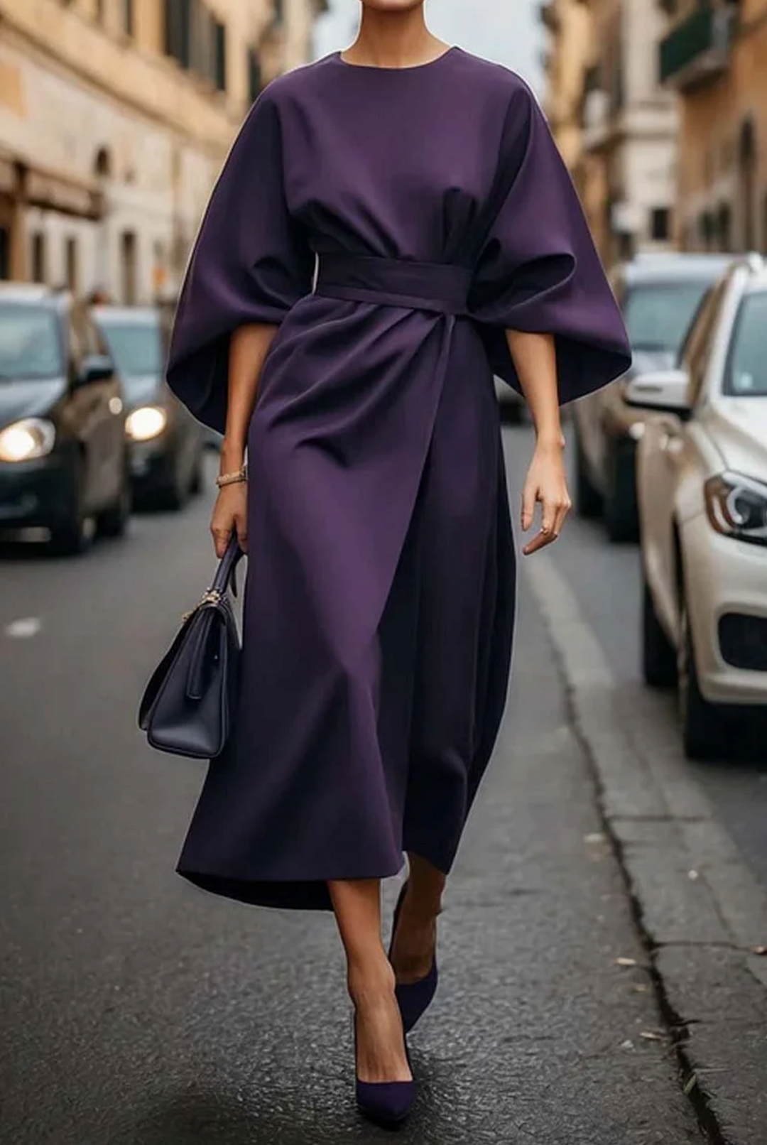 AMELINA - Elegant Lantern Sleeve Dress
