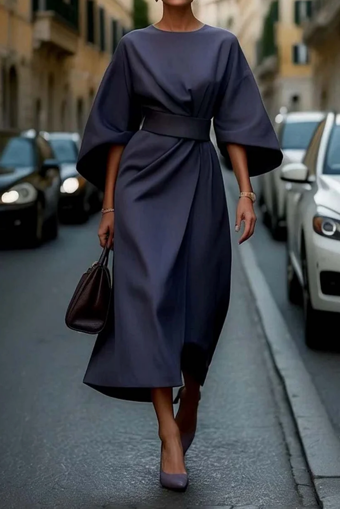 AMELINA - Elegant Lantern Sleeve Dress