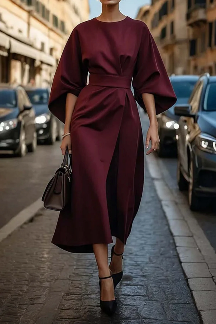 AMELINA - Elegant Lantern Sleeve Dress