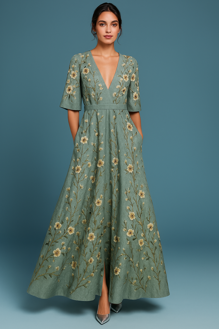SELVARA - Elegant Floral Maxi Dress