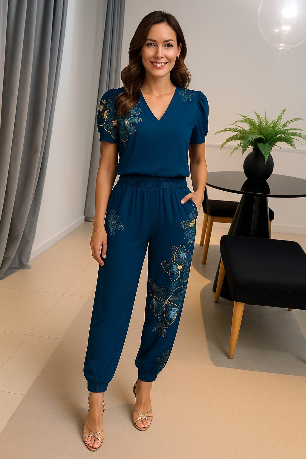 ELENORA - Ensemble chemisier et pantalon de luxe