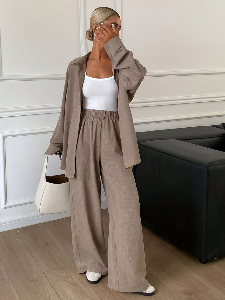 Elegantný Dovolenkový Plážový Voľný Dvojdielny Set pre Ženy z Imitácie Džínsoviny, 2 kusy